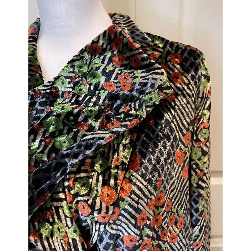 ett:twa Anthropologie Multicolored Jacket Women’s Size 4 Beautiful Velvet Shirt - Picture 4 of 12